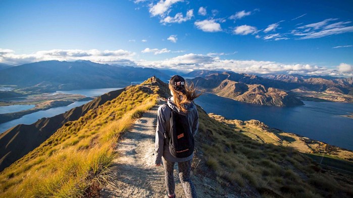 Person walking on Roys Peak courtesy of Stray NZ