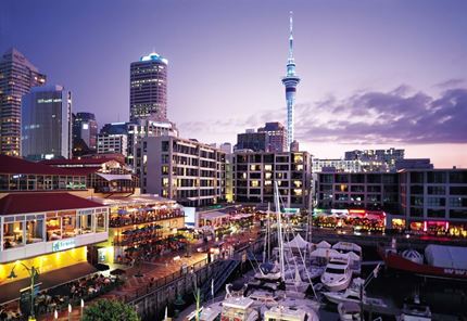 Auckland City at nighttime with lights on