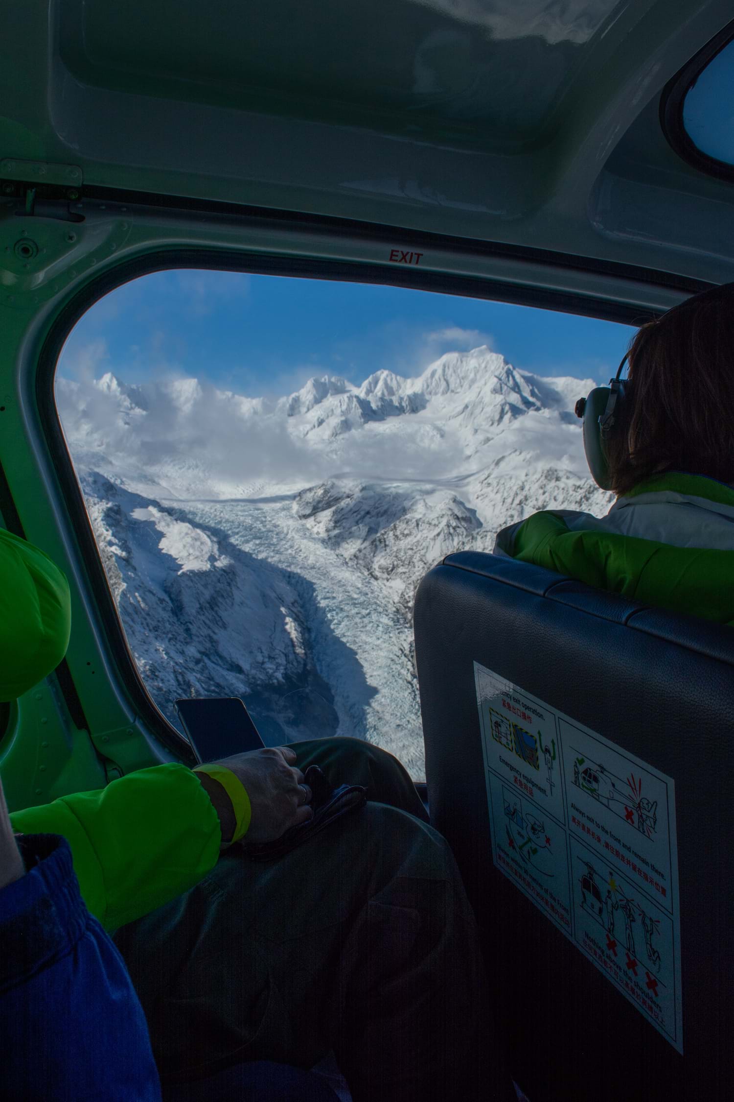 Scenic flight views over glaciers